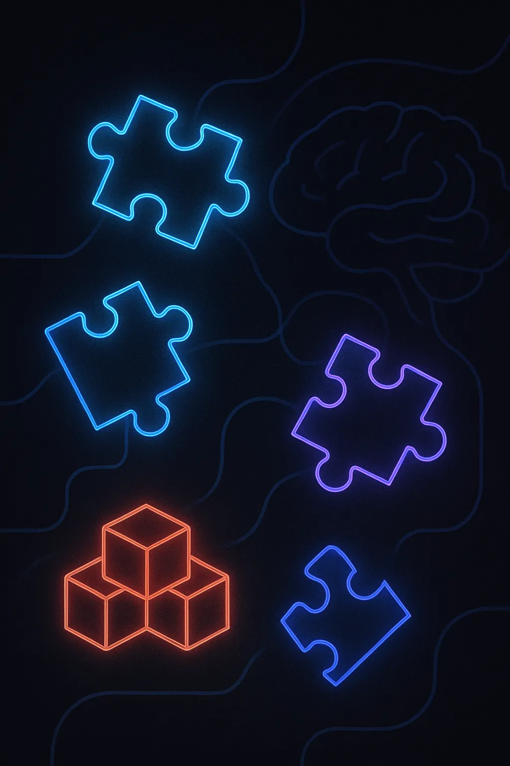 Puzzle pieces and brain silhouette representing educational toys